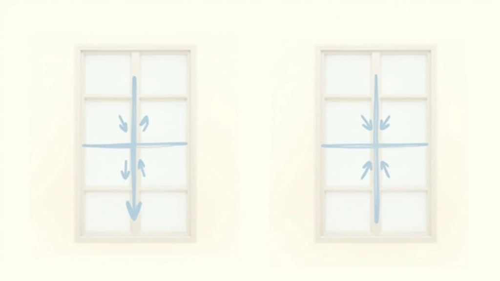 Diagrama de ventilação cruzada mostrando ar quente saindo por uma janela e ar fresco entrando por outra