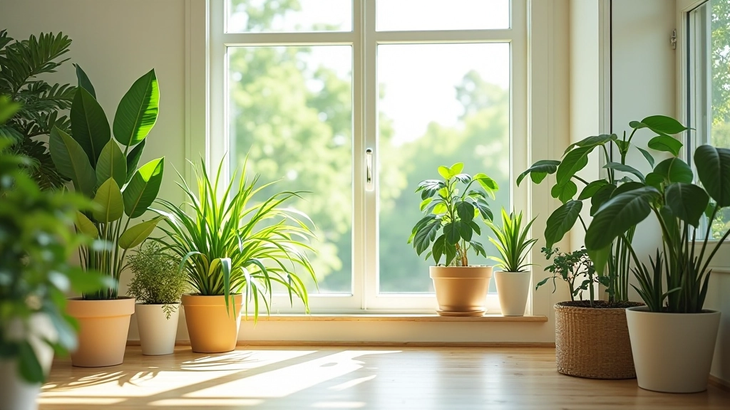 Plantas domésticas em ambiente arejado com ventilação natural